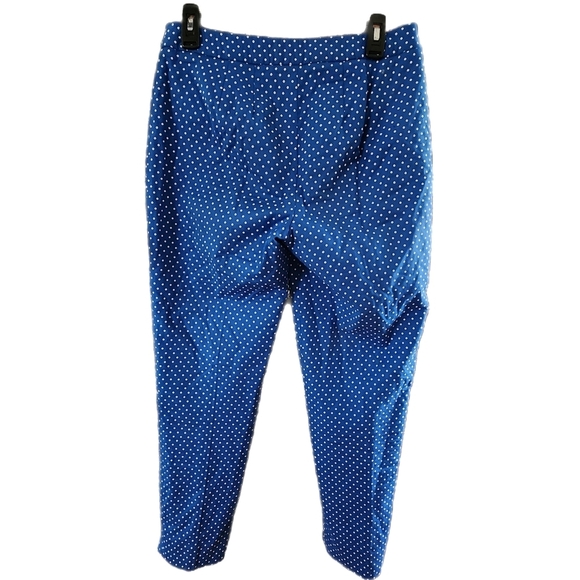 Talbots Women's Hampshire Preppy Curvy Crop Blue Polka Dot Size 2 - Picture 2 of 8